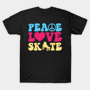 Peace Love Skate - Roller Skating - Skater T-Shirt